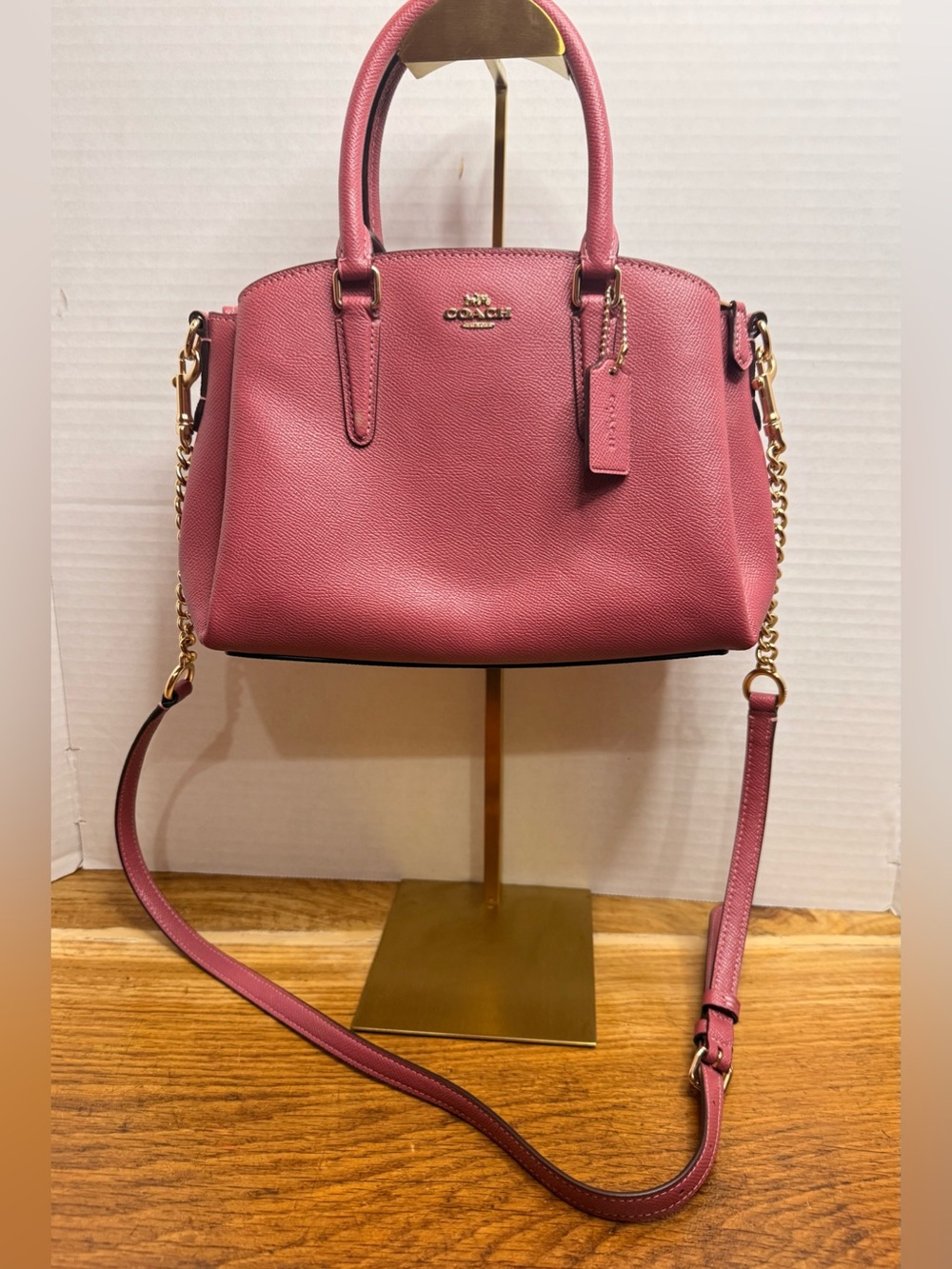 🔥NWT🔥 Coach Mini Sage Carryall Crossbody Rouge Pink Crossgrain Leather F28977